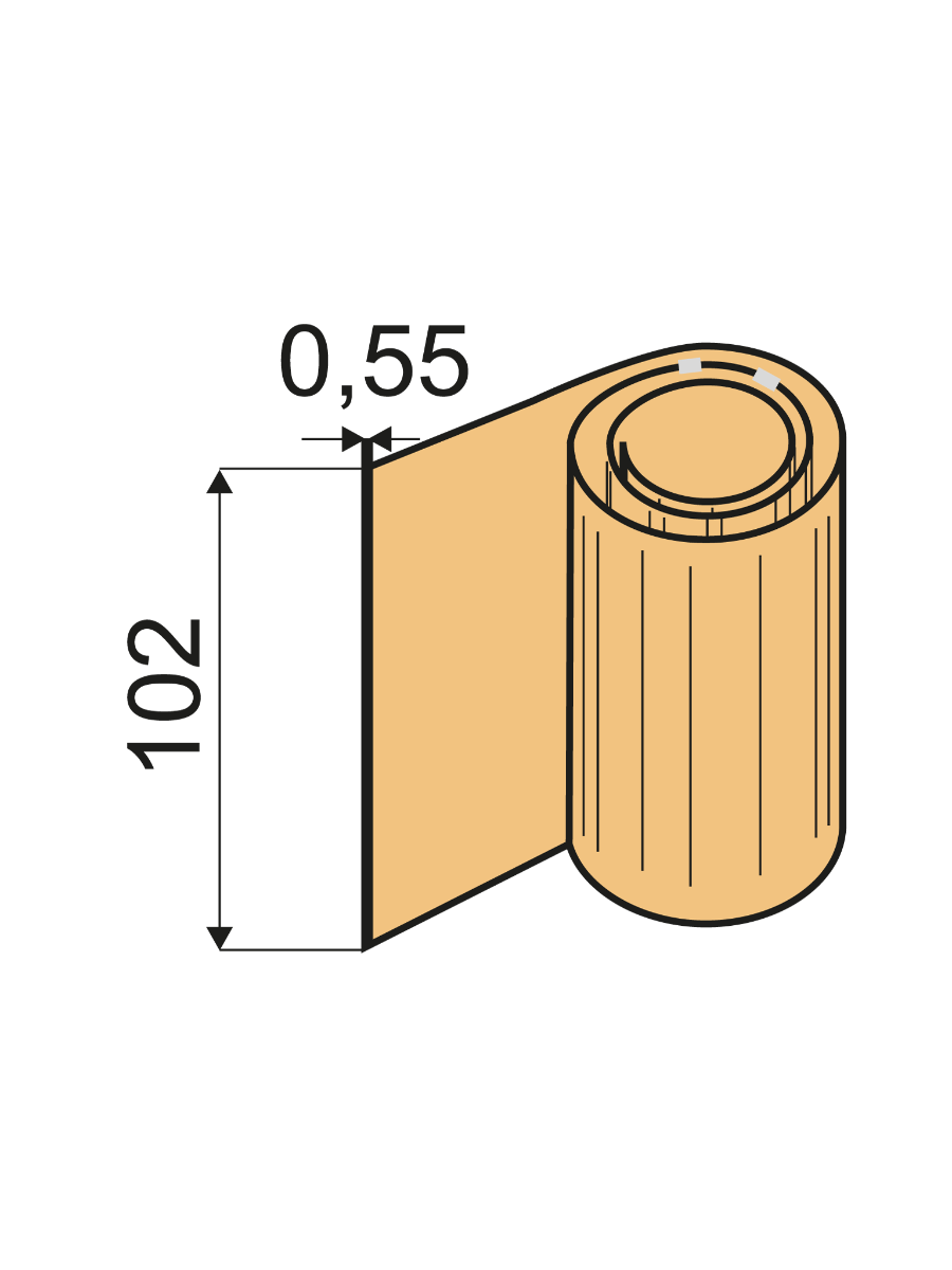 VU 0,55 x 102 L=30m - Kantfolies Shore 60 A