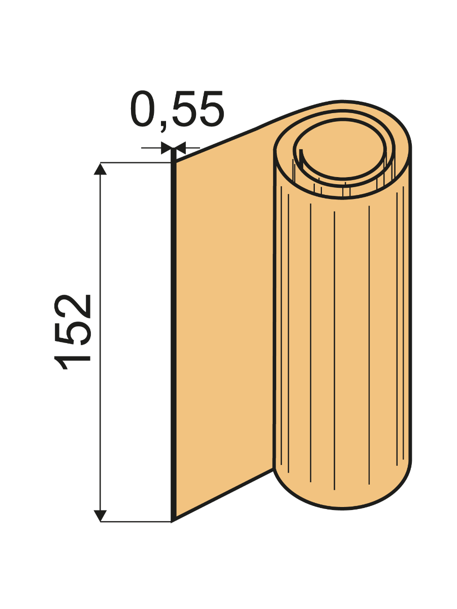 VU 0,55 x 152 L=15m - Kantfolie Shore 60 A