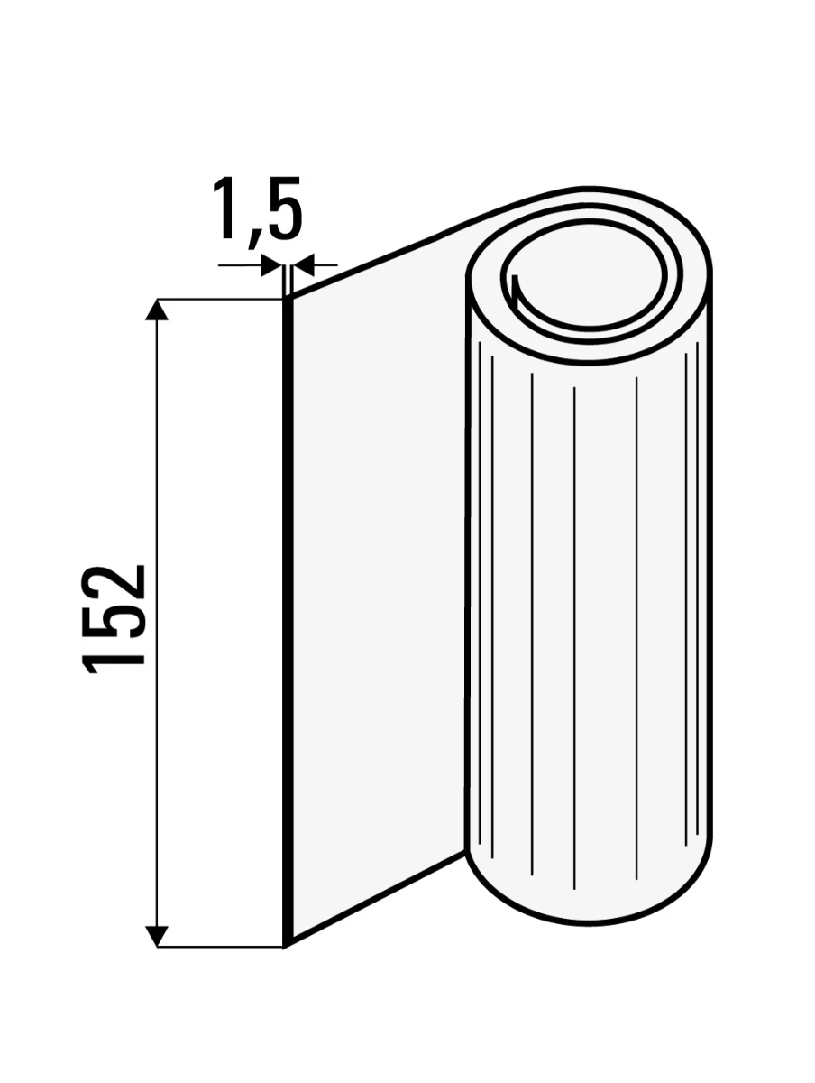 VU.1,5X152 / 5M - Kantfolie Shore 95 A