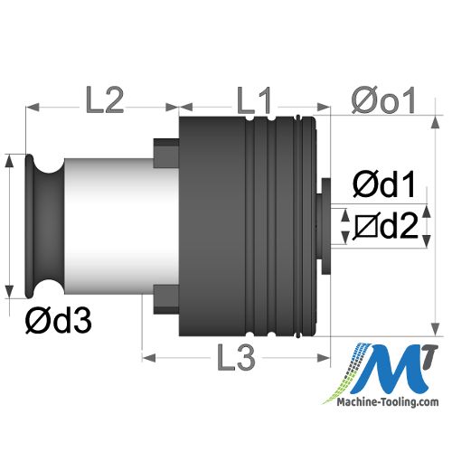 Tappot Gr.2 zonder slip M5 DIN371 (6.0x4.9) afmetingen